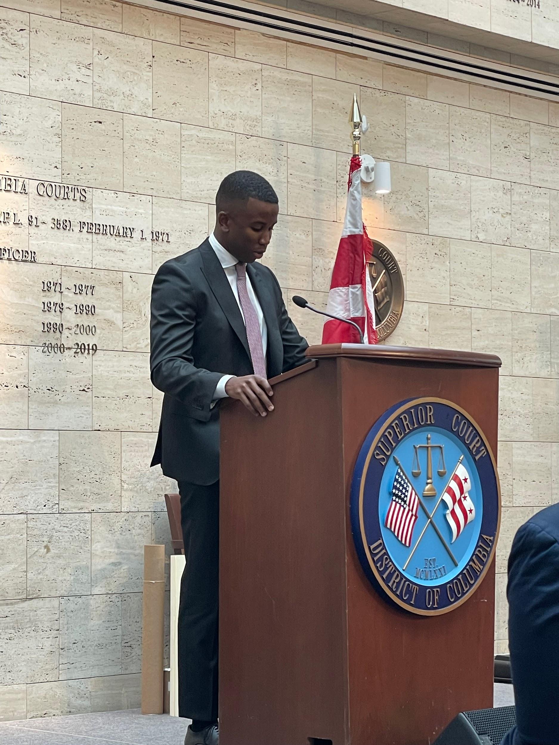 Kendrick Meek speaking at a podium